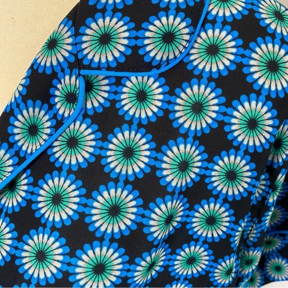 J.Crew Women's Retro Print Short Sleeve Button Up Shirt Size 6 Funky Sleep Top - Picture 3 of 10